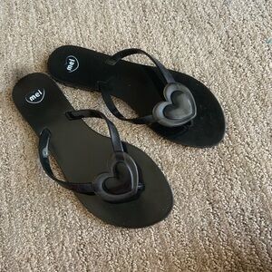 ME Makeover Essentials Black Sandals with Heart Detail